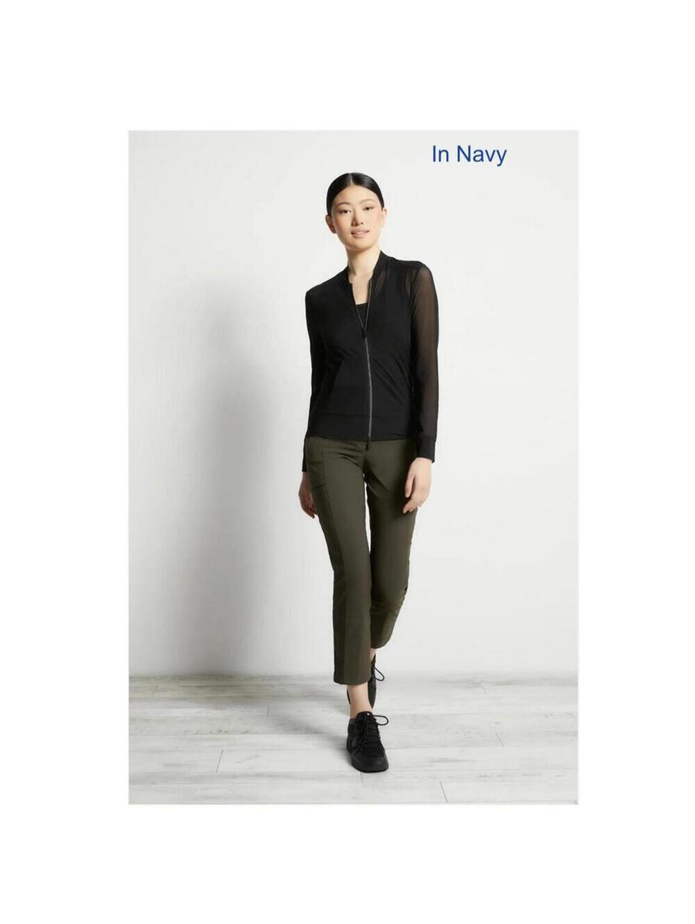 Anatomie Bailey Mesh Jacket S Navy Sheer Lightweight Travel Stretch Quiet Luxury